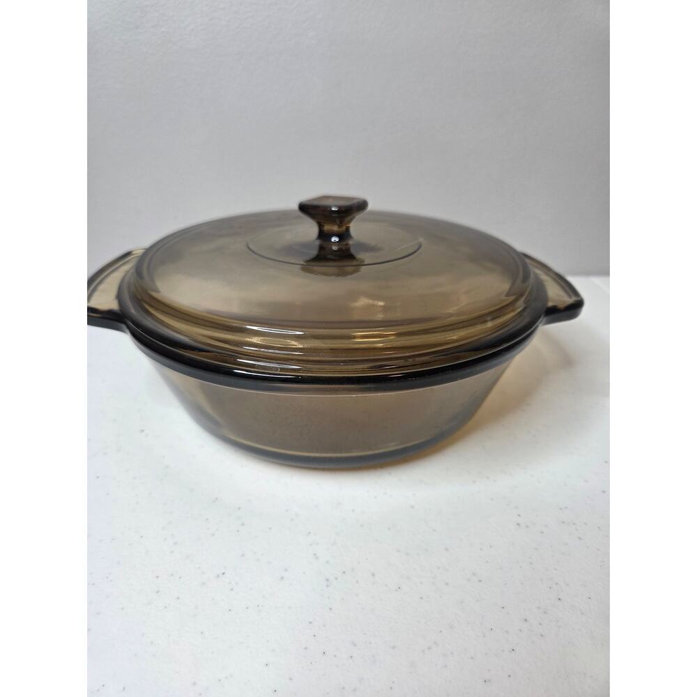 Vintage Anchor Hocking 2 Quart Amber Brown 9" Casserole Dish With Lid